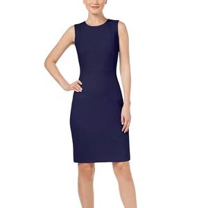 Anthropologie 4C Navy Beaded Collar Sheath Dress Elegant Cocktail Work Evening 6